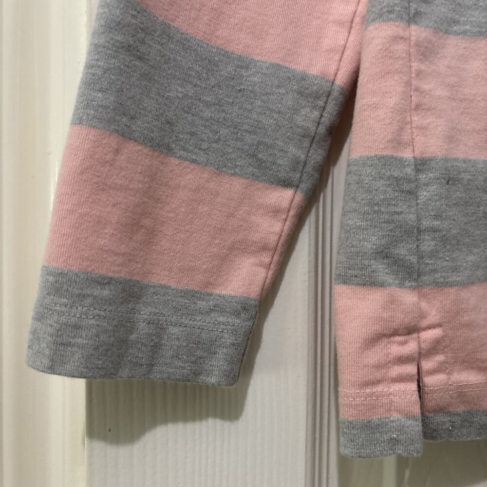 Vintage Talbots Petites Size P/XS Pink Gray Striped Rugby Shirt Preppy Top Y2K - Picture 3 of 6